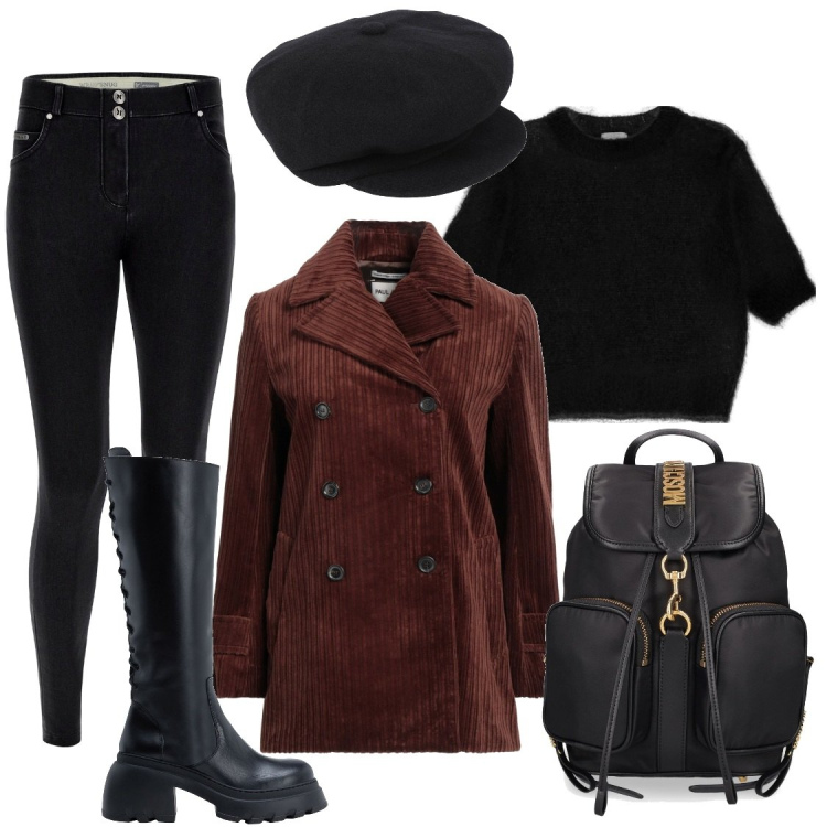 Outfit donna - Mahmood e Tenores di Bitti. Stile Casual per Tutti i giorni. Abbinamento con stivali, caban, cappelli con visiera, pullovers, jeans skinny, zaini.
