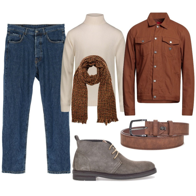 Outfit uomo - Bruno: pomeriggio con Giulia. Stile Urban per Tutti i giorni. Abbinamento con cappotti, jeans dritti, sciarpe, maglieria, scarpe stringate, cinture.