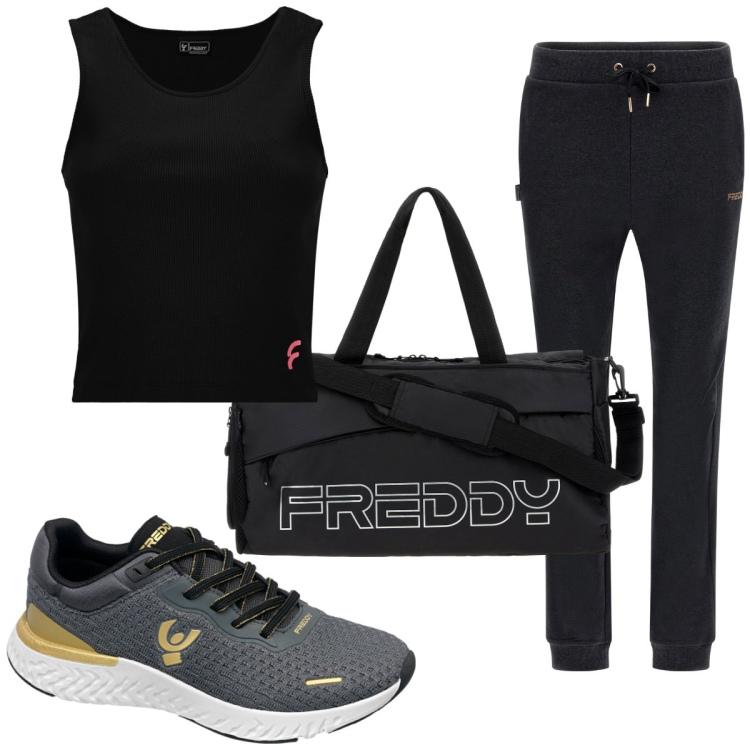 Outfit donna - Total look #1816591. Stile Basic per Sport. Abbinamento con borse sportive, sneakers, top, pantaloni.