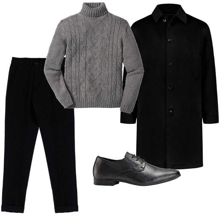 Outfit uomo - Total look #1816627. Stile Casual per Tutti i giorni. Abbinamento con maglieria, scarpe stringate, pantaloni, cappotti.
