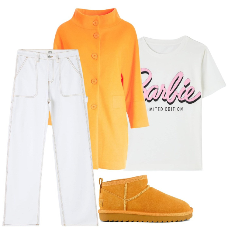 Outfit donna - Barbie. Abbinamento con t-shirt, pantaloni, cappotti, stivali.