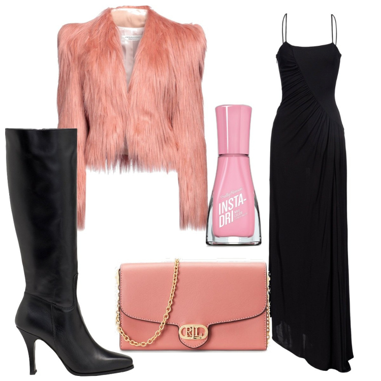 Outfit donna - Total look #1816659. Stile Trendy per Serata fuori. Abbinamento con cappotti, stivali sopra il ginocchio, smalti, vestiti lunghi, borse a tracolla.