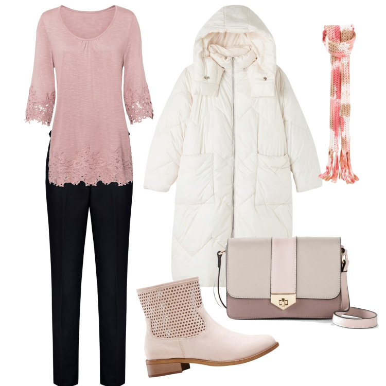 Outfit donna - Pizzo. Stile Romantica per Tutti i giorni. Abbinamento con maglieria, stivaletti, borse a tracolla, blazer, sciarpe, pantaloni.