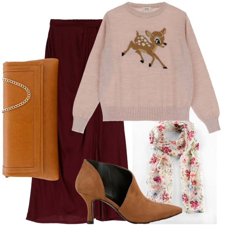 Outfit donna - Per bene. Stile Boho per Scuola/Università. Abbinamento con foulard, stivaletti, gonne lunghe, pochette, pullovers.