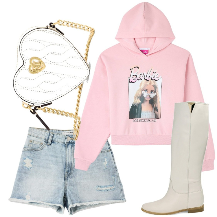 Outfit donna - #Letsgoparty. Stile Minimal per Serata fuori. Abbinamento con shorts, felpe con cappuccio, stivali, pochette.