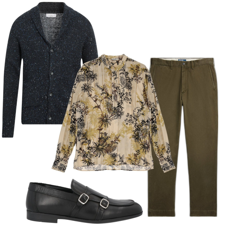 Outfit uomo - Inverno. Stile Trendy per Tutti i giorni. Abbinamento con scarpe stringate, cardigans, pantaloni, camicie.