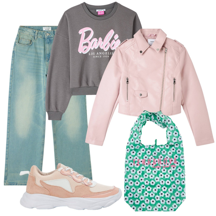 Outfit donna - Total look #1817091. Stile Casual per Scuola/Università. Abbinamento con felpe, jeans, sneakers, giacche, shopping bag.
