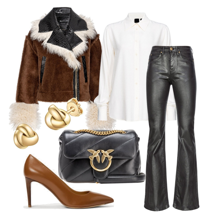 Outfit donna - Ghost outfitter - febbraio. Stile Trendy per Tutti i giorni. Abbinamento con orecchini, jeans, borse a tracolla, camicie, cappotti, décolleté.