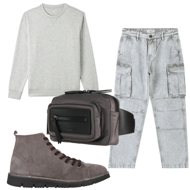 Outfit uomo - Total look #1817137. Stile Casual per Tutti i giorni. Abbinamento con stivali e stivaletti, borse sportive, jeans, felpe.