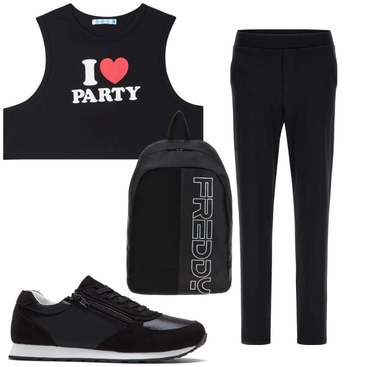 Outfit donna - Total look #1817145. Stile Basic per Sport. Abbinamento con sneakers, canottiere, zaini, pantaloni.