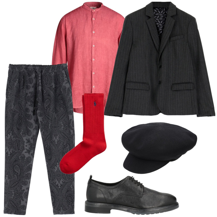 Outfit uomo - Total look #1817181. Stile Trendy per Serata speciale. Abbinamento con scarpe stringate, camicie, pantaloni, cappotti, calzini, cappelli.