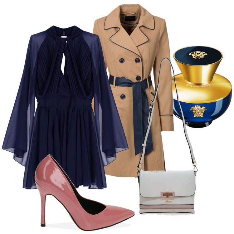 Outfit donna - Total look #1817340. Stile Sexy per Serata fuori. Abbinamento con trench, profumi, décolleté, vestiti corti, borse a tracolla.