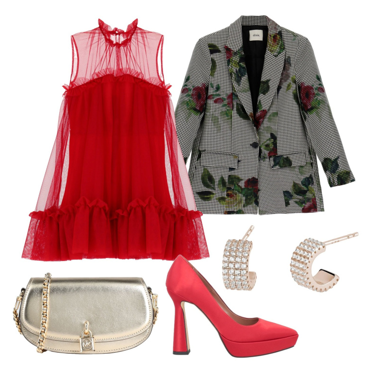 Outfit donna - Ghost outfitter - febbraio. Stile Glamour per Cerimonia. Abbinamento con décolleté, borse a tracolla, orecchini, vestiti corti, cappotti.