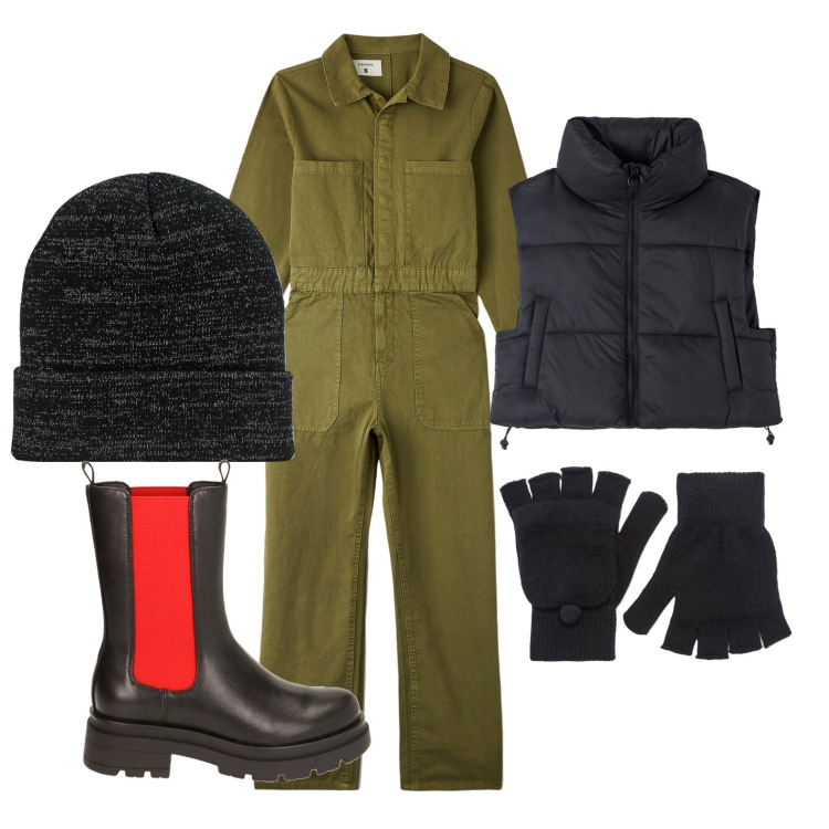 Outfit donna - Ghost outfitter - febbraio. Stile Urban per Tutti i giorni. Abbinamento con piumini, tute, guanti, cappelli con visiera, stivaletti chelsea.