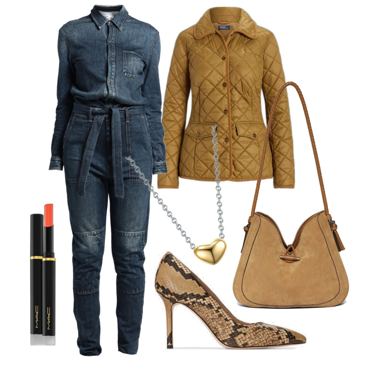 Outfit donna - Ghost outfitter - febbraio. Stile Trendy per Ufficio. Abbinamento con tute, ciondoli, rossetti, giacche, décolleté, borse a spalla.