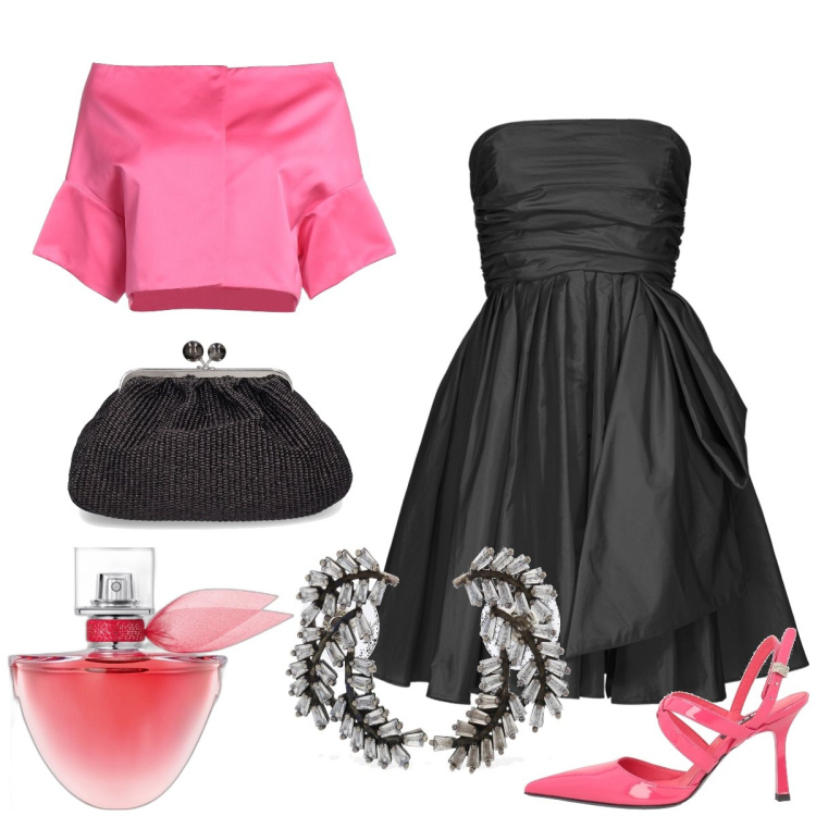 Outfit donna - Signorina chic. Stile Chic per Cerimonia. Abbinamento con blazer, décolleté, profumi, vestiti corti, orecchini, pochette.