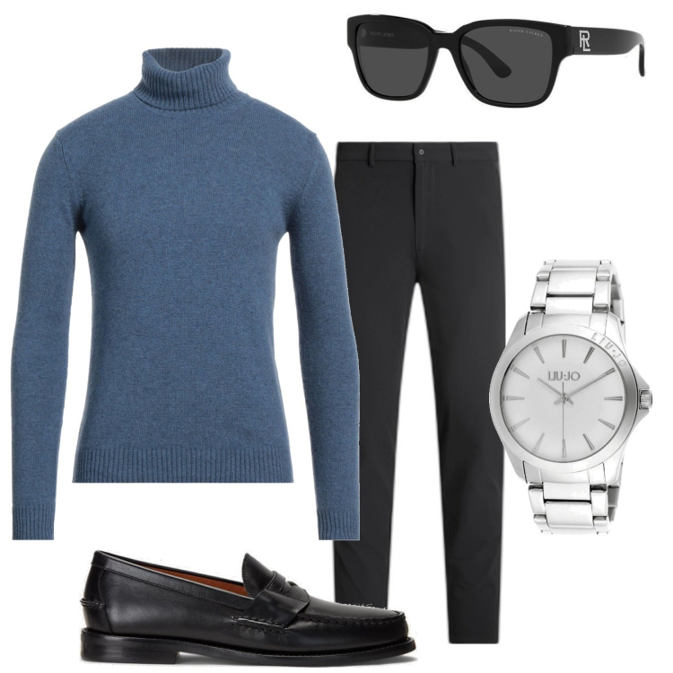 Outfit uomo - Il DolceVita. Stile Business/Elegante per Tutti i giorni. Abbinamento con maglieria, orologi, scarpe stringate, pantaloni, occhiali da sole.