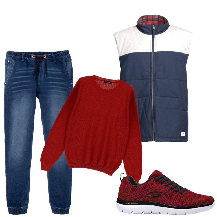 Outfit uomo - Sportivo. Stile Casual per Tutti i giorni. Abbinamento con jeans dritti, scarpe sportive, cappotti, pullovers.