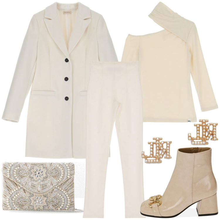 Outfit donna - Total look #1818032. Stile Casual per Tutti i giorni. Abbinamento con pochette, pantaloni skinny, cappotti, maglieria, stivaletti, orecchini.