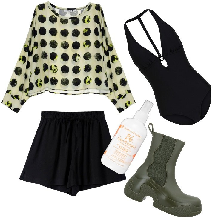 Outfit donna - Recupero palline golf in acqua. Stile Casual per Ufficio. Abbinamento con costumi interi, stivaletti, primer, shorts, felpe.
