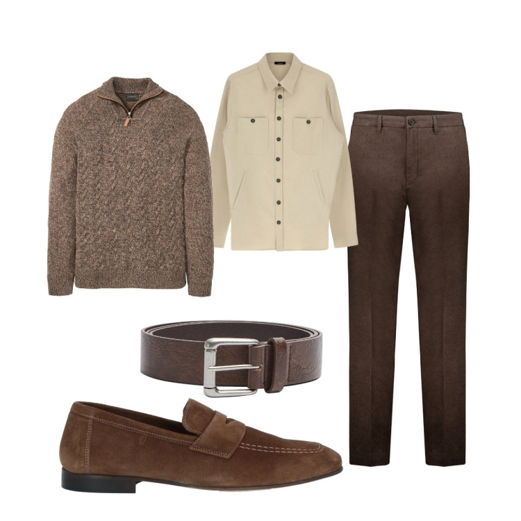 Outfit uomo - Total look #1818216. Stile Business/Elegante per Ufficio. Abbinamento con maglieria, scarpe stringate, cinture, camicie, pantaloni.