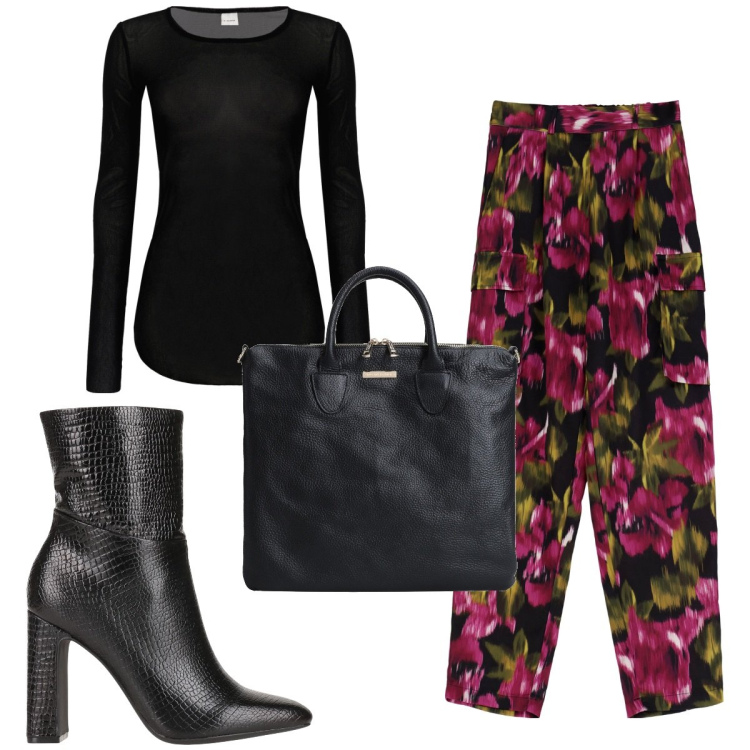 Outfit donna - Total look #1818234. Stile Trendy per Tutti i giorni. Abbinamento con stivaletti, borse a mano, maglieria, pantaloni.