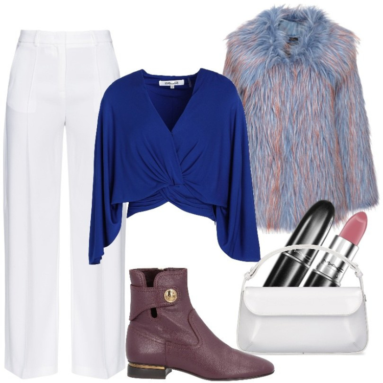 Outfit donna - Ideale per un comodo week end. Stile Chic per Tutti i giorni. Abbinamento con stivaletti, top, rossetti, pantaloni, cappotti, borse a spalla.