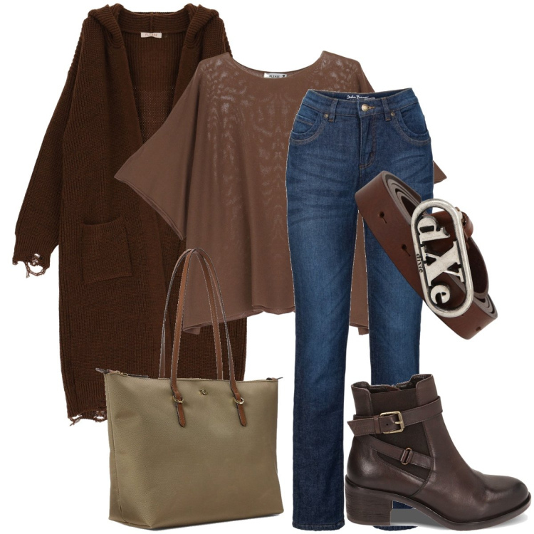 Outfit donna - Il cardigan a coste. Stile Urban per Tutti i giorni. Abbinamento con jeans dritti, cardigans, maglieria, stivaletti chelsea, cinture, borse tote.