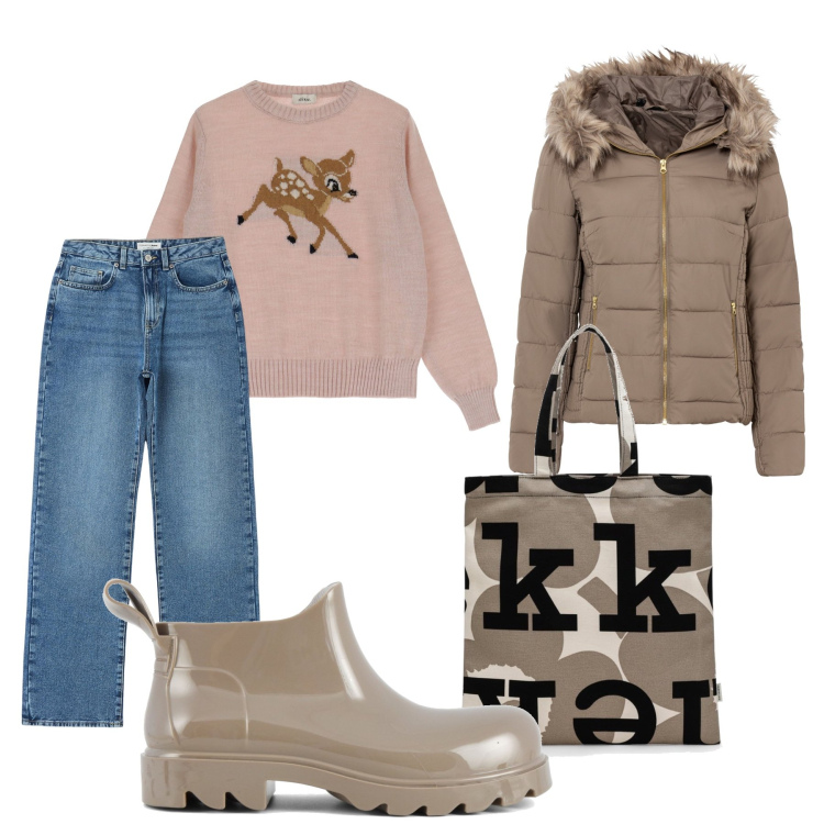 Outfit donna - Gattara. Stile Basic per Scuola/Università. look ideale per Tall. Abbinamento con giacche, jeans dritti, pullovers, stivali, borse tote.