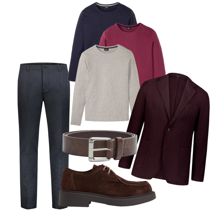 Outfit uomo - Tris di pull. Stile Casual per Tutti i giorni. Abbinamento con maglieria, scarpe stringate, cinture, giacche, pantaloni.