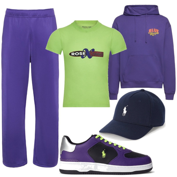 Outfit uomo - Tommaso: pranzo dalla mamma. Stile Urban per Tutti i giorni. Abbinamento con cappelli, sneakers, t-shirt, pantaloni, felpe con cappuccio.