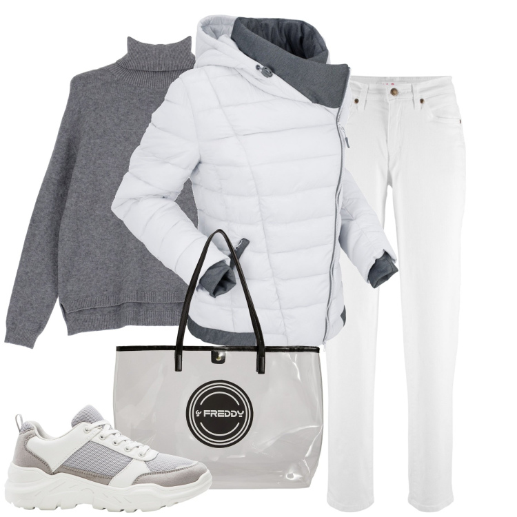 Outfit donna - City. Stile Urban per Tutti i giorni. Abbinamento con jeans mom, sneakers, cappotti, maglieria, shopping bag.