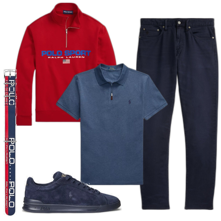 Outfit uomo - Polo Ralph Lauren. Stile Casual per Tutti i giorni. Abbinamento con sneakers, polo, pantaloni chino, orologi, felpe.