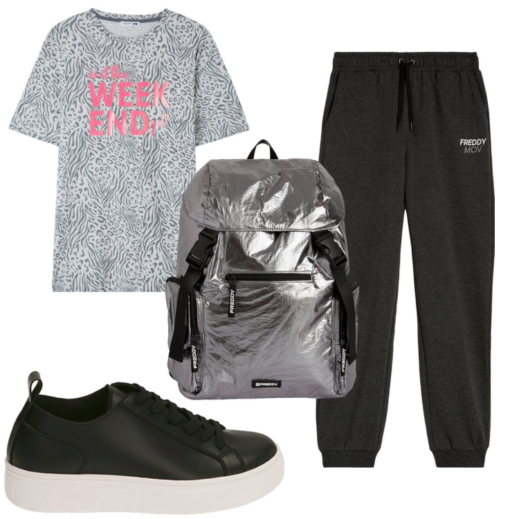 Outfit donna - Total look #1819201. Stile Basic per Sport. Abbinamento con pigiama, zaini, pantaloni, sneakers.