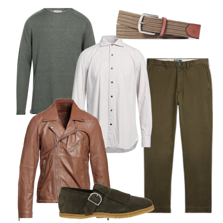Outfit uomo - Inverno. Stile Trendy per Tutti i giorni. Abbinamento con giacche, pullovers, camicie, scarpe stringate, cinture, pantaloni.