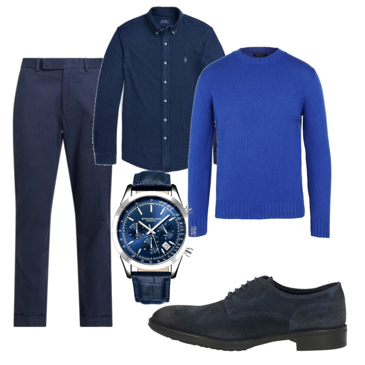 Outfit uomo - Total look #1819492. Stile Business/Elegante per Ufficio. Abbinamento con scarpe stringate, orologi, pullovers, camicie, pantaloni chino.