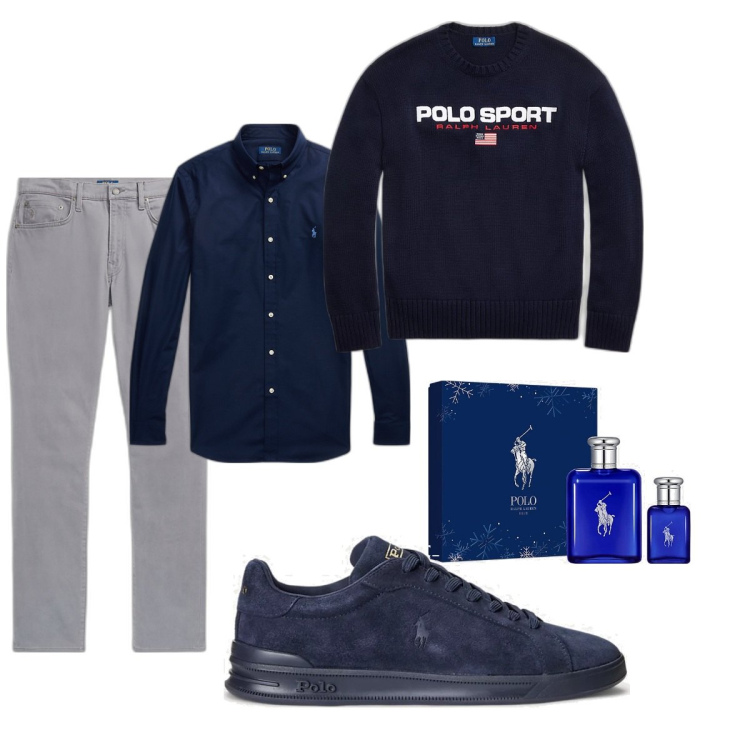 Outfit uomo - Total look Ralph Lauren. Stile Trendy per Tutti i giorni. Abbinamento con camicie, sneakers, maglieria, polo, pantaloni.