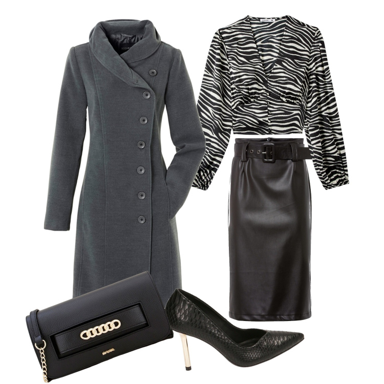 Outfit donna - Black. Stile Chic per Serata fuori. Abbinamento con cappotti, gonne longuette, bluse, pochette, décolleté.