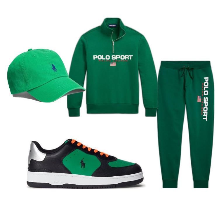 Outfit uomo - Total look #1819722. Stile Trendy per Sport. Abbinamento con felpe, cappelli, sneakers, pantaloni.