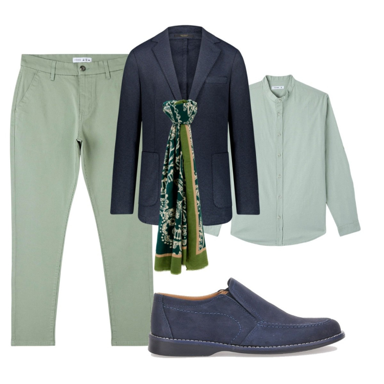 Outfit uomo - Total look #1819743. Stile Business/Elegante per Ufficio. Abbinamento con camicie, pantaloni skinny, sciarpe, giacche, scarpe stringate.