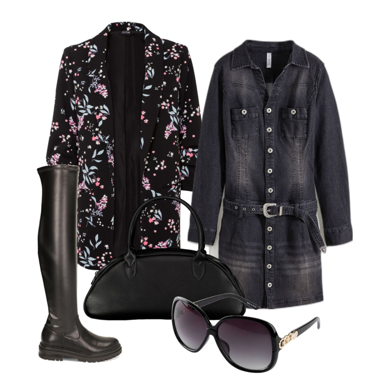 Outfit donna - Ghost outfitter - febbraio. Stile Trendy per Tutti i giorni. Abbinamento con blazer, occhiali da sole, vestiti, stivali, borse a spalla.