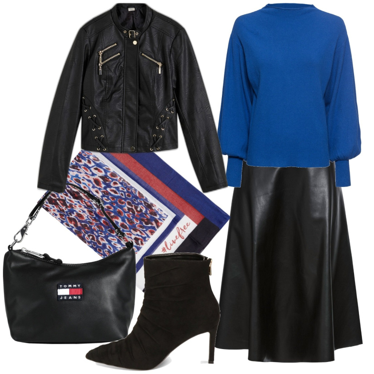 Outfit donna - Total look #1819825. Stile Casual per Tutti i giorni. Abbinamento con maglieria, gonne, blazer, borse a mano, stivaletti, sciarpe.