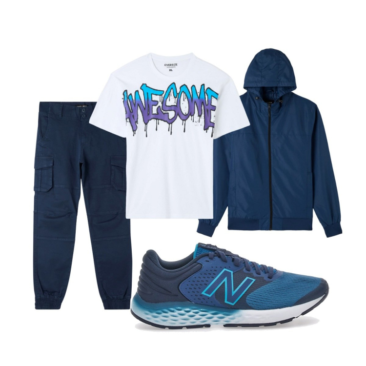 Outfit uomo - Total look #1820266. Stile Casual per Tutti i giorni. Abbinamento con t-shirt, pantaloni cargo, giacche, sneakers.