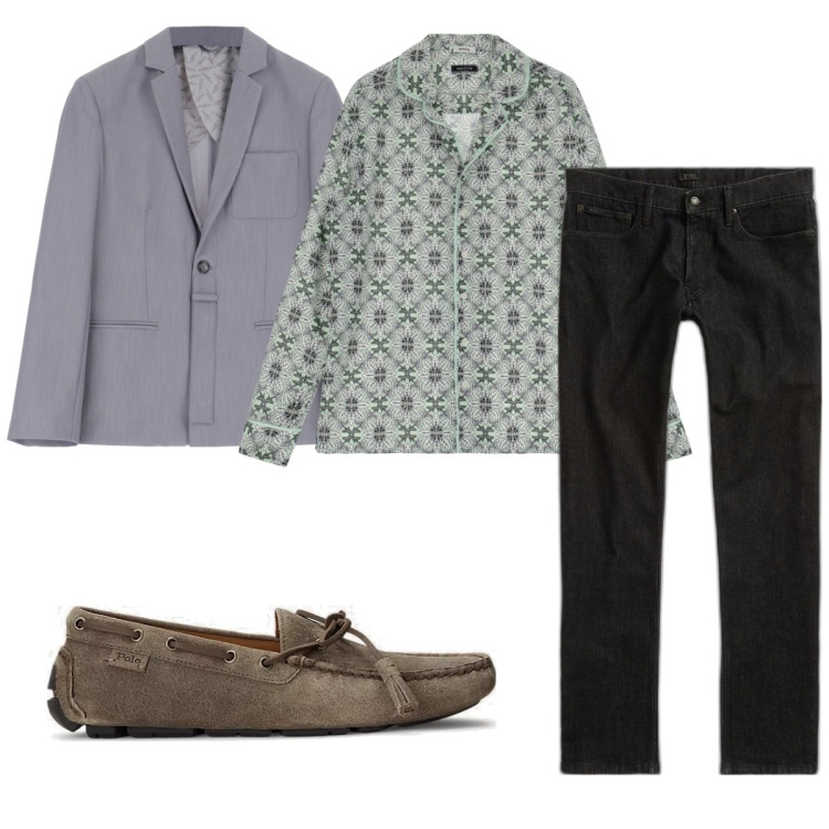 Outfit uomo - Total look #1820332. Stile Casual per Tutti i giorni. Abbinamento con camicie, giacche, scarpe stringate, jeans.