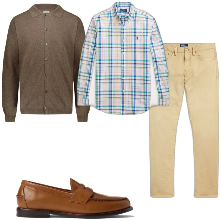 Outfit uomo - Total look #1820335. Stile Casual per Tutti i giorni. Abbinamento con scarpe stringate, pantaloni chino, camicie, polo.