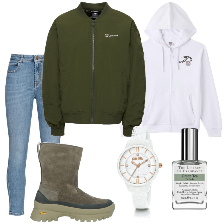 Outfit donna - Il bomber in tessuto. Stile Urban per Tutti i giorni. Abbinamento con stivaletti, orologi, profumi, felpe con cappuccio, jeans, bomber.