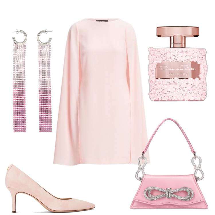 Outfit donna - Total look #1820705. Stile Chic per Cerimonia. Abbinamento con profumi, vestiti, décolleté, orecchini, borse a mano.