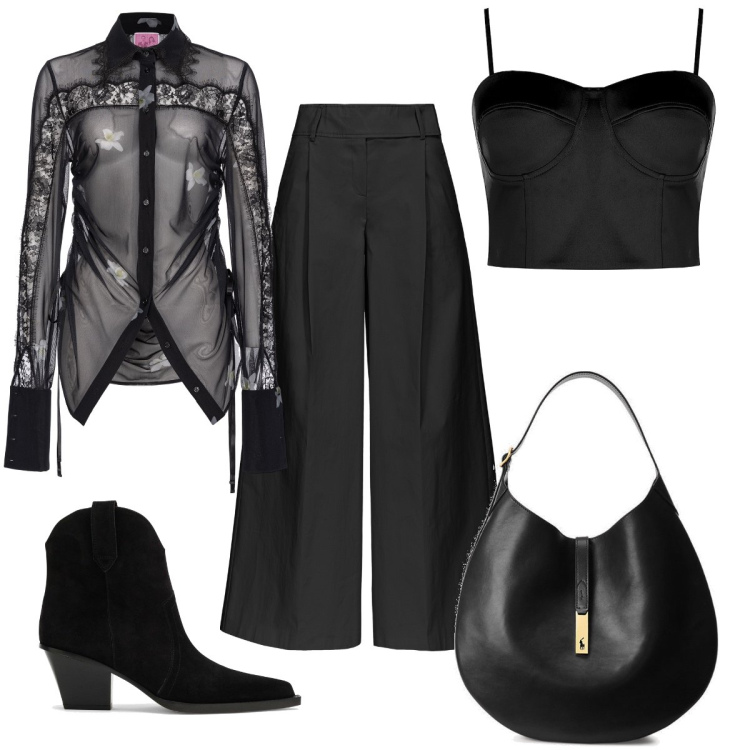 Outfit donna - Total look #1820711. Abbinamento con camicie, pantaloni, body, borse a spalla, stivali.