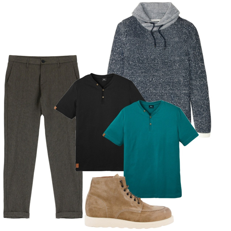 Outfit uomo - Le tshirts. Stile Casual per Tutti i giorni. Abbinamento con maglieria, maglieria, pantaloni, sneakers.