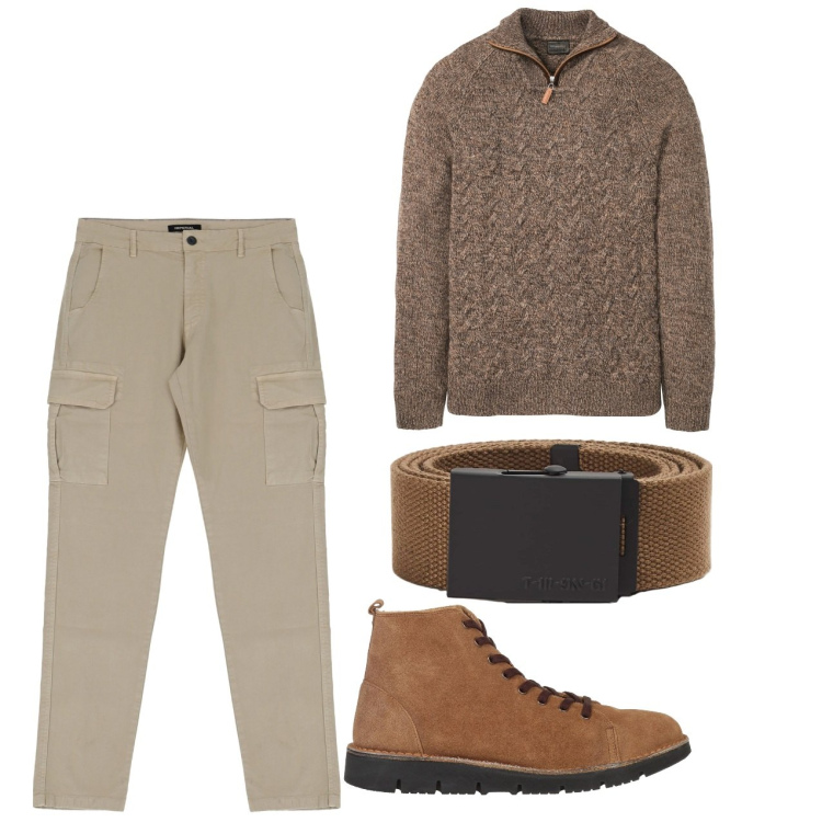Outfit uomo - Nut. Stile Trendy per Tutti i giorni. Abbinamento con maglieria, stivali e stivaletti, cinture, pantaloni.